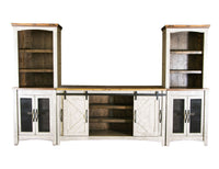 Pueblo White - TV Stand / Console / Wall Unit - Antiqued White / Brown