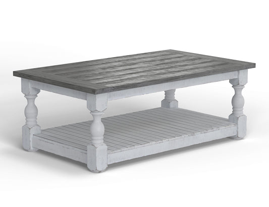 Stone - Cocktail Table - Antiqued Ivory / Weathered Gray