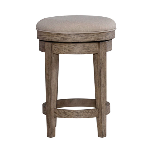 City Scape - Upholstered Swivel Console Stool - Burnished Beige