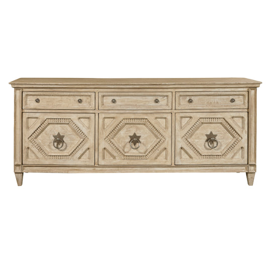 3-Door Entertainment Console With Storage Drawers - Natural