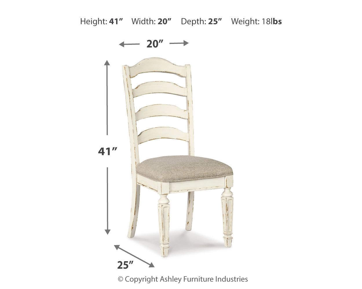 Realyn - Chipped White - Dining UPH Side Chair (Set of 2) - Ladderback