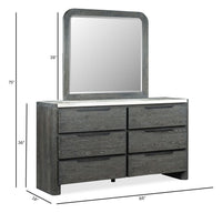 Keaton - Double Drawer Dresser With Portrait Mirror - Black