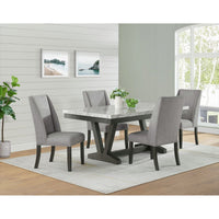 Everdeen - Dining Table With White Faux Marble Top - Charcoal