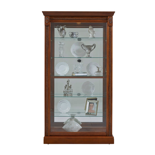 PFC Curios - Lighted Sliding Door 5 Shelf Curio Cabinet - Cherry Brown