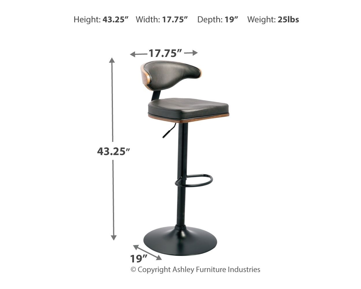 Bellatier - Brown / Black - Tall UPH Swivel Barstool