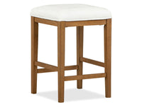 Lindon - White Upholstered Stool - Belgian Wheat