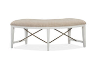 Heron Cove - Curved Bench With Upholstered Seat - Chalk White