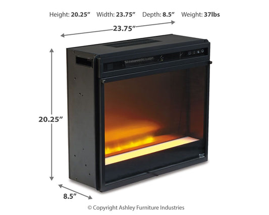 Entertainment Accessories - Fireplace Insert Glass/Stone - Black