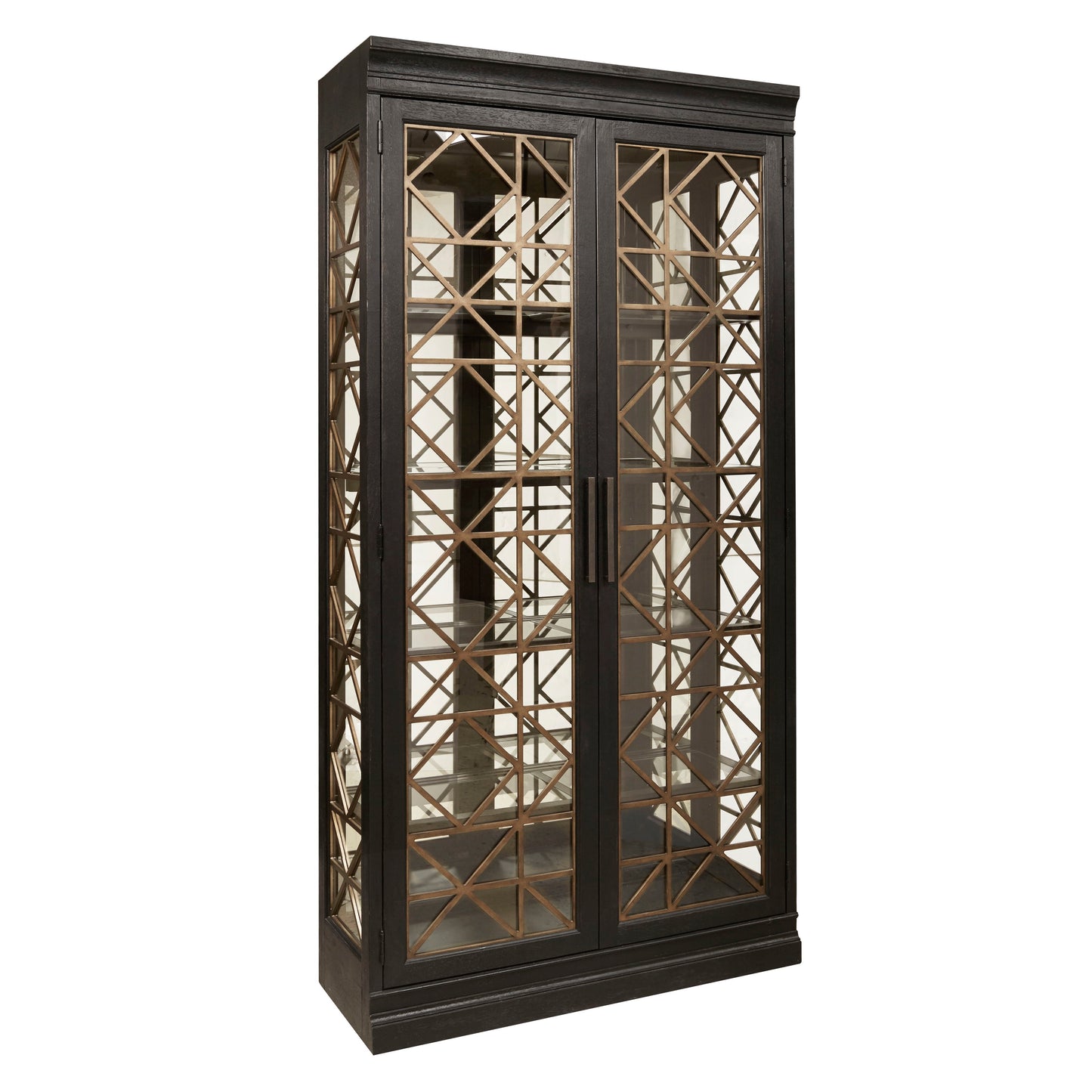 Pulaski Accents - 4 Shelf Display Cabinet with Decorative Glass Doors - Black