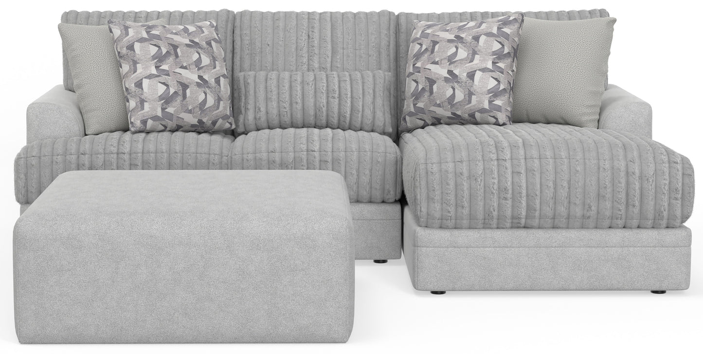 Titan - 2 Piece Sofa Chaise With Comfort Coil Seating, 40" Cocktail Ottoman And 5 Accent Pillows Included (Right Side Facing Chaise) - Moonstruck