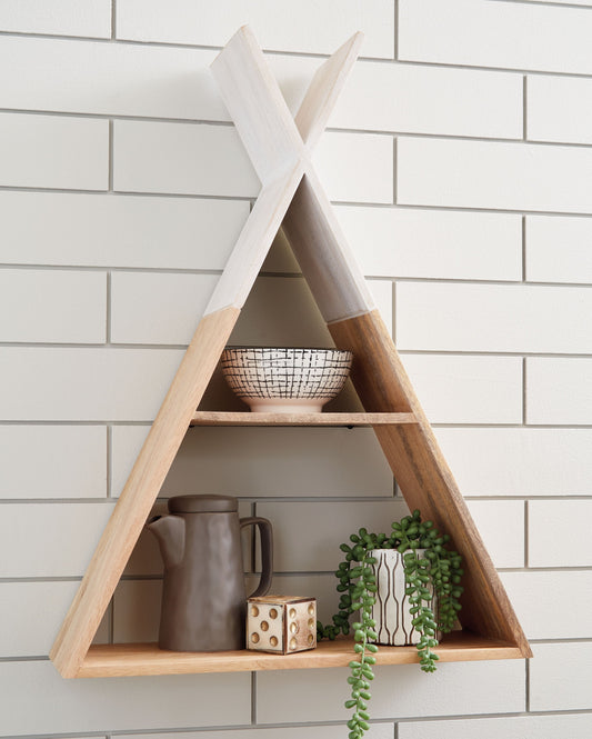 Cadelaria - White / Natural - Wall Shelf