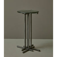 Glass Top Spot Table With Metal Base Pedestal - Gray