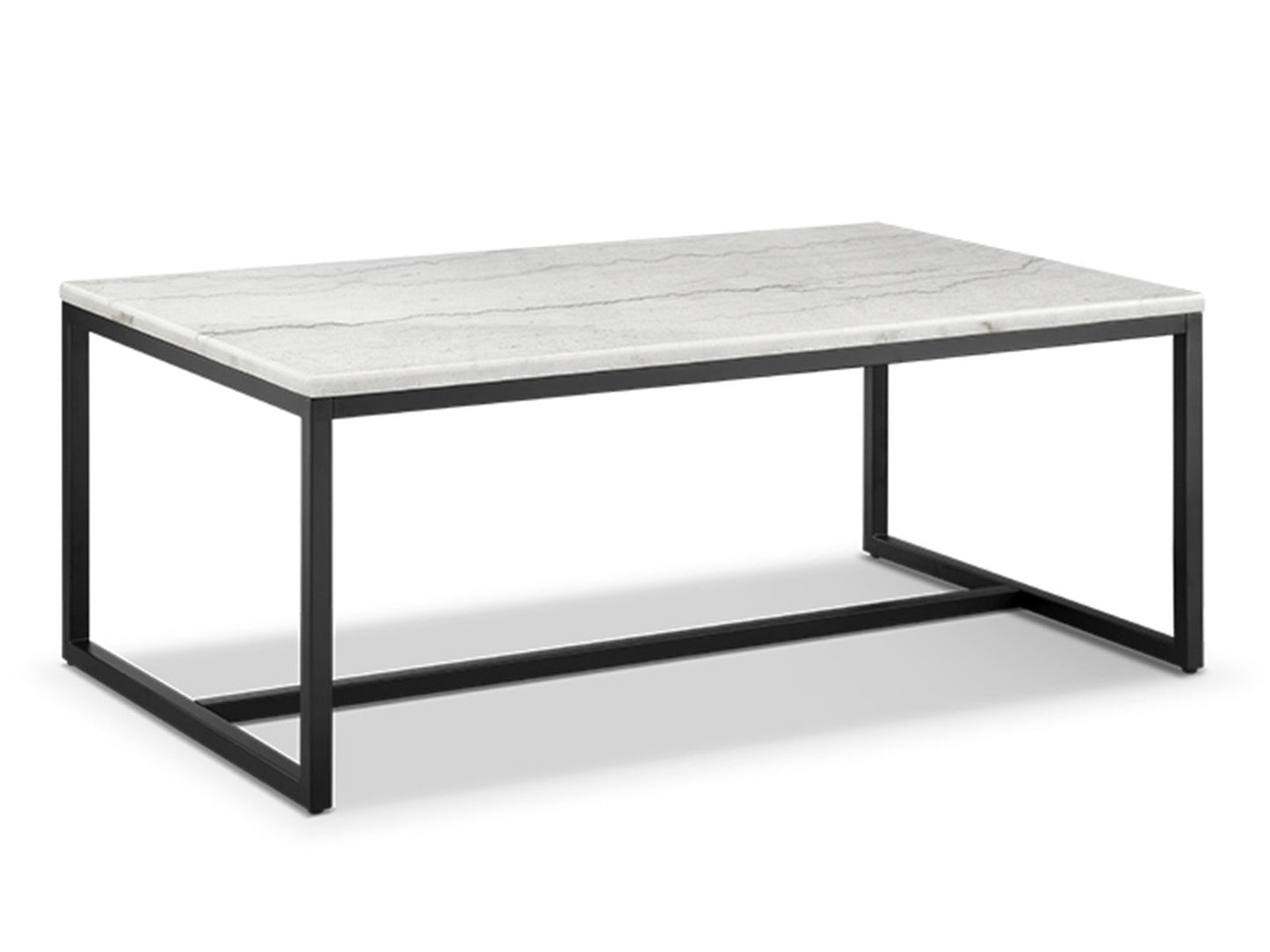 Torin - Rectangular Cocktail Table - White Marble And Matte Black
