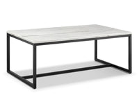 Torin - Rectangular Cocktail Table - White Marble And Matte Black