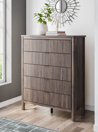 Pamytta - Brown - Five Drawer Wide Chest