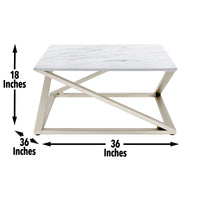 Zurich - Faux White Marble Top Coffee Table - White