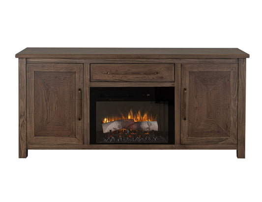 Novus Lodge - 70" Electric Fireplace - Dark Brown