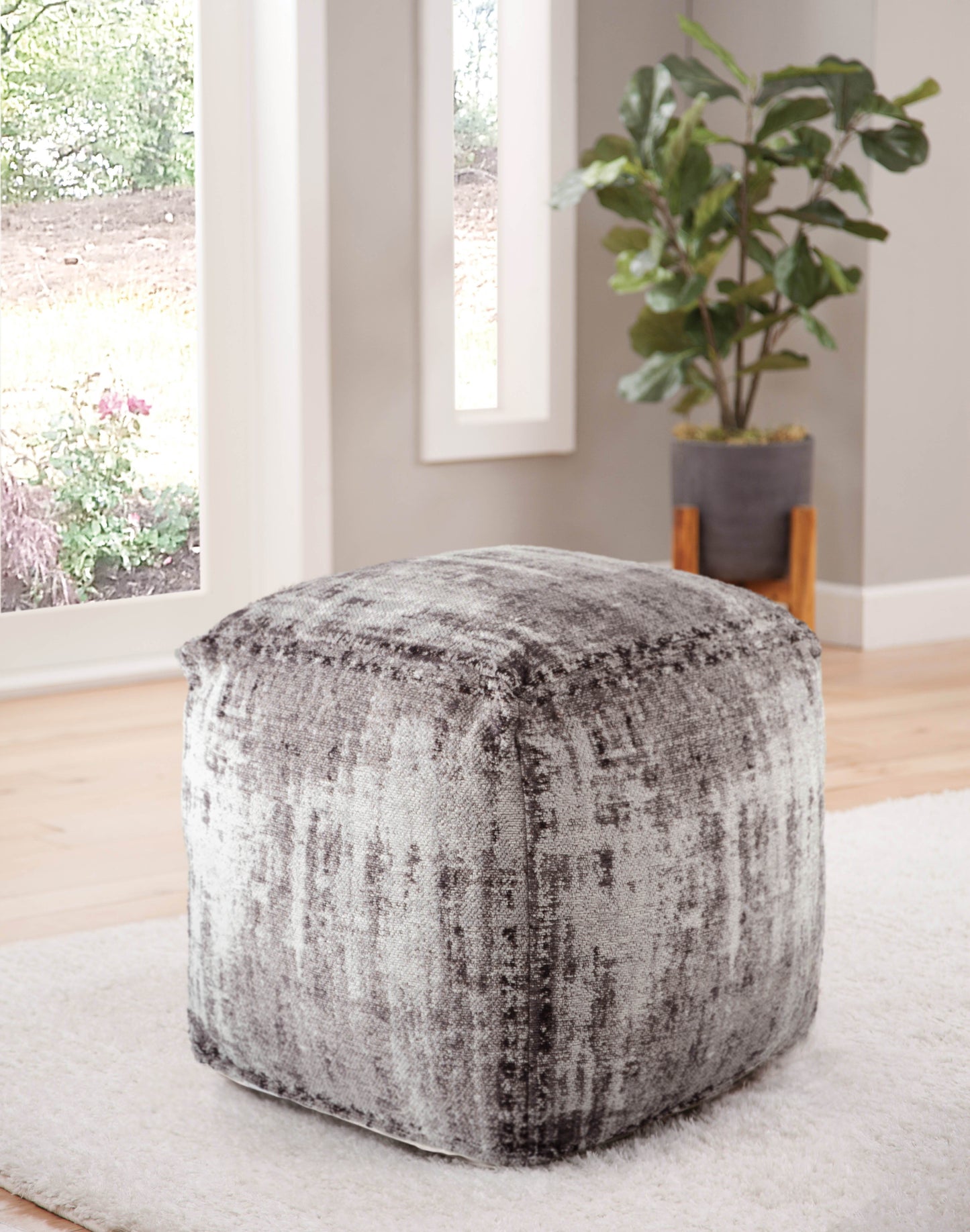 Hazel - Square Pouf - Dark Gray