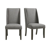 Everdeen - Side Chair With Gray Fabric and Nail Heads (Set of 2) - Charcoal