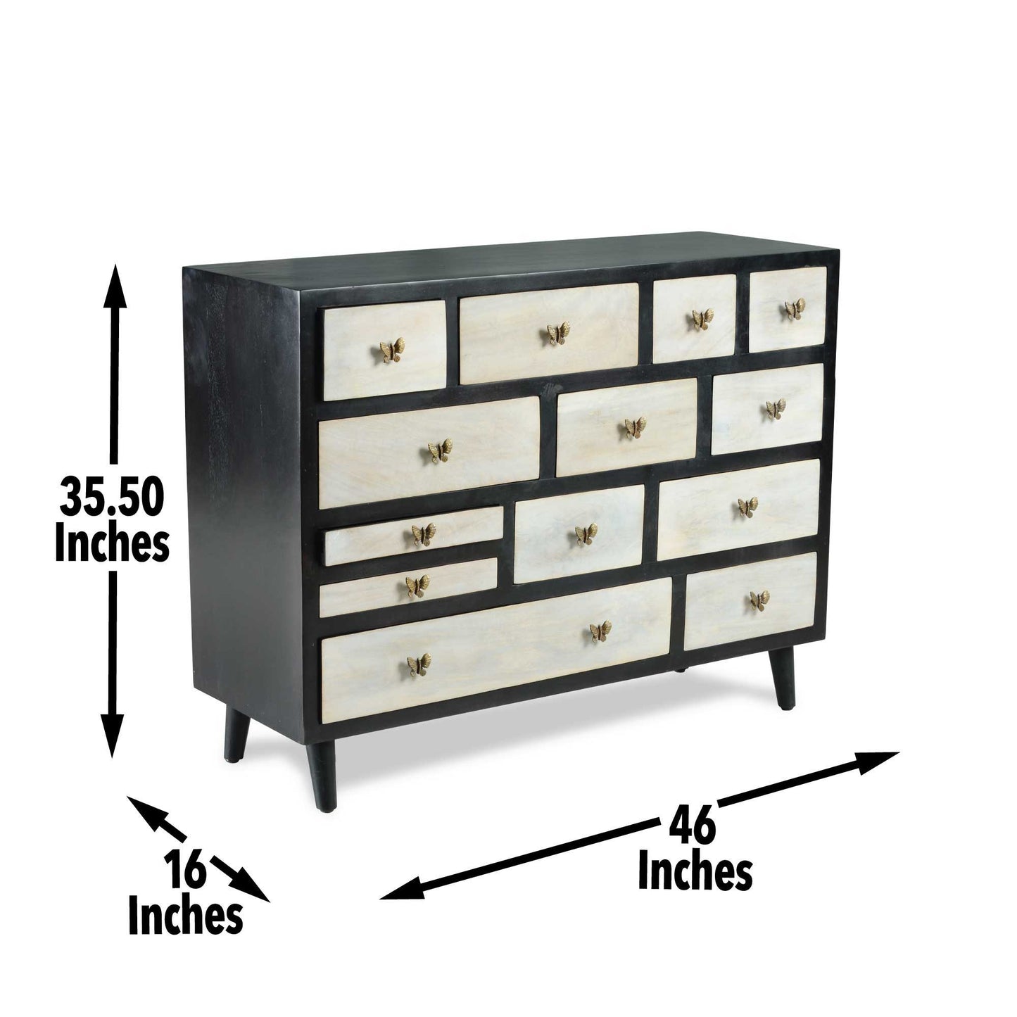 Papillon - 13 Drawers Sideboard - Black