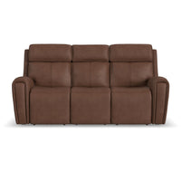 Warren - Power Reclining Sofa With Console, Power Headrest & Lumbar - Dark Brown