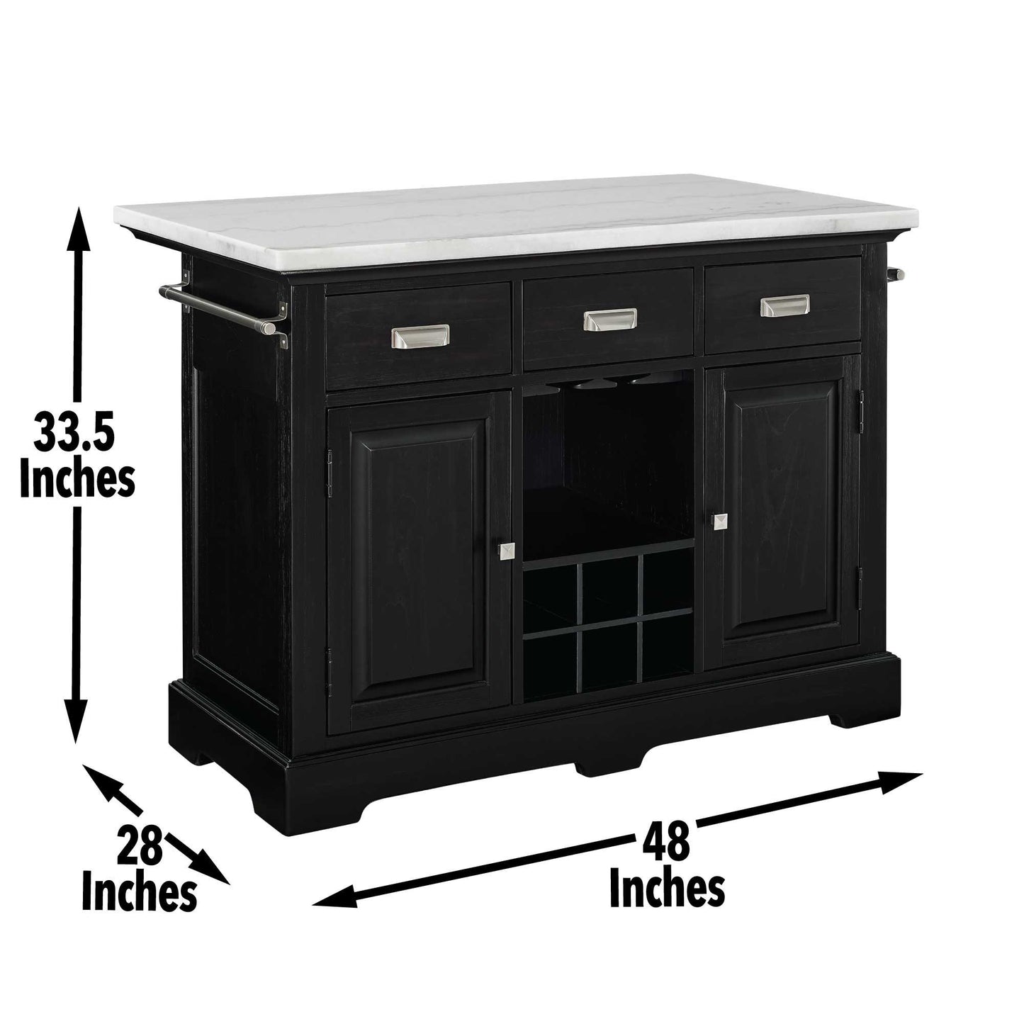 Aspen - Kitchen Island - Black