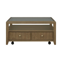 Reed - Square Coffee Table With Casters - Driftwood Oak