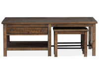 Smithton - Rectangular Cocktail Table With 2 Stools - Homestead Brown