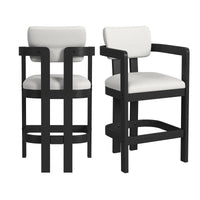 Portland - Arm Barstool (Set of 2) - Black / White