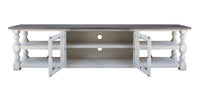 Stone - 93" TV Stand - Antiqued Ivory / Weathered Gray