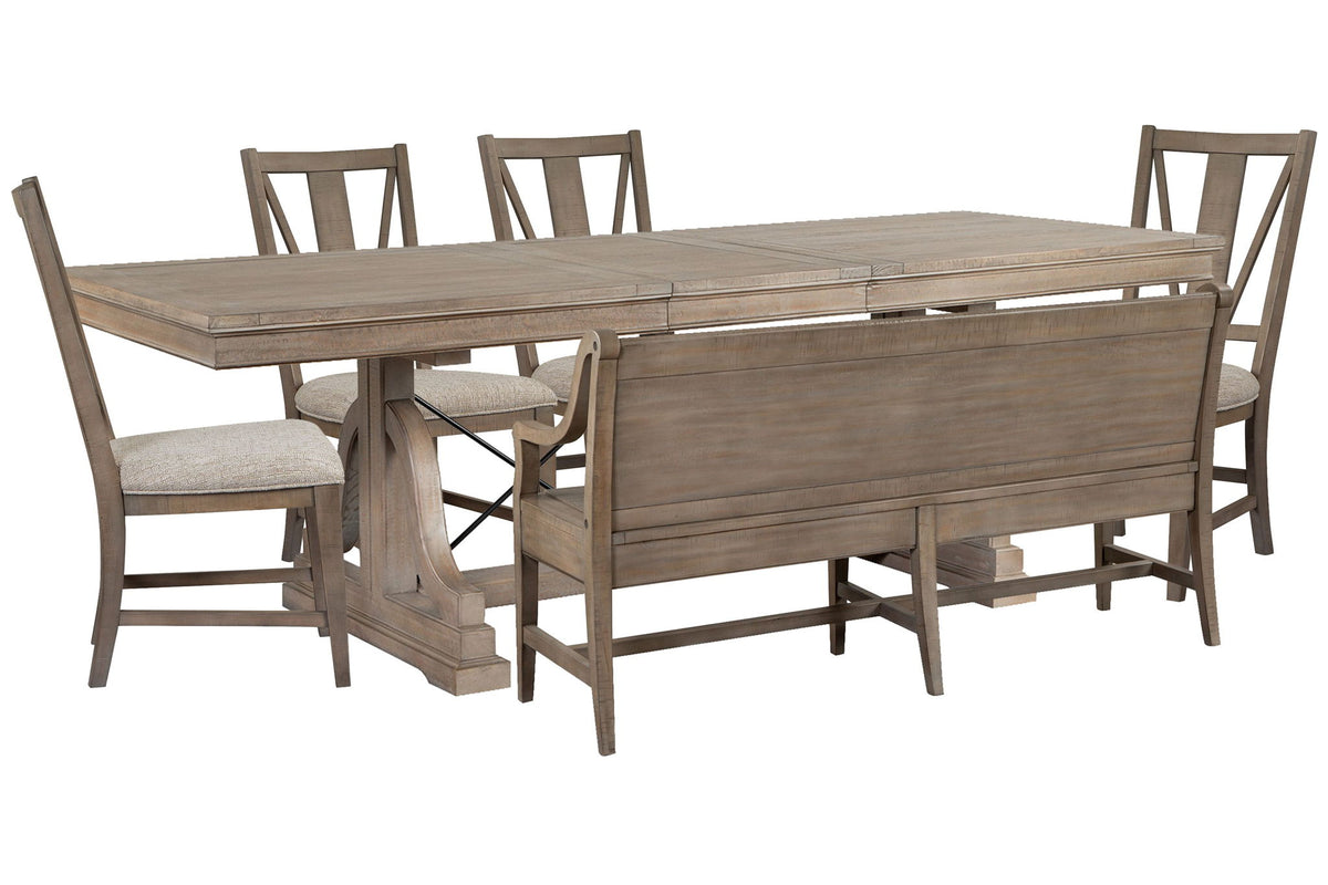 Paxton Place - Extendable Trestle Dining Table Set