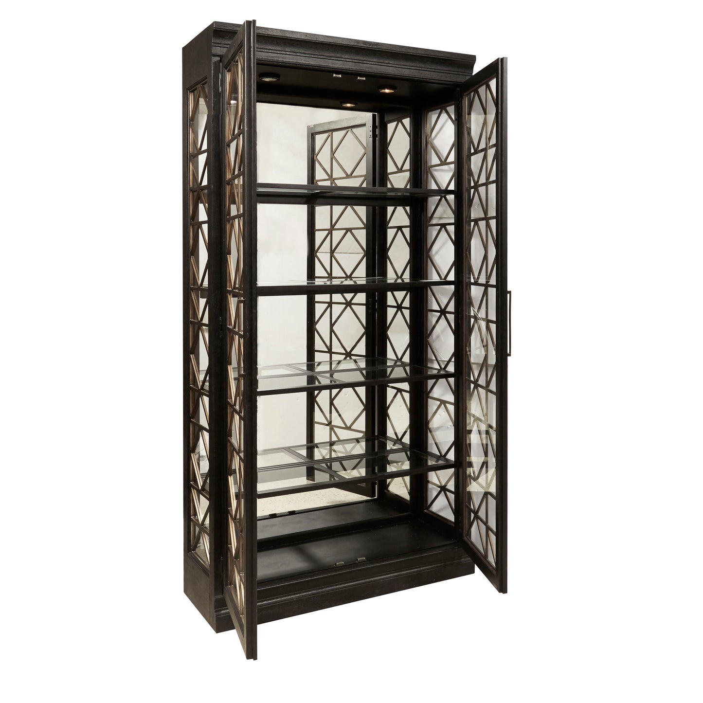 Pulaski Accents - 4 Shelf Display Cabinet with Decorative Glass Doors - Black