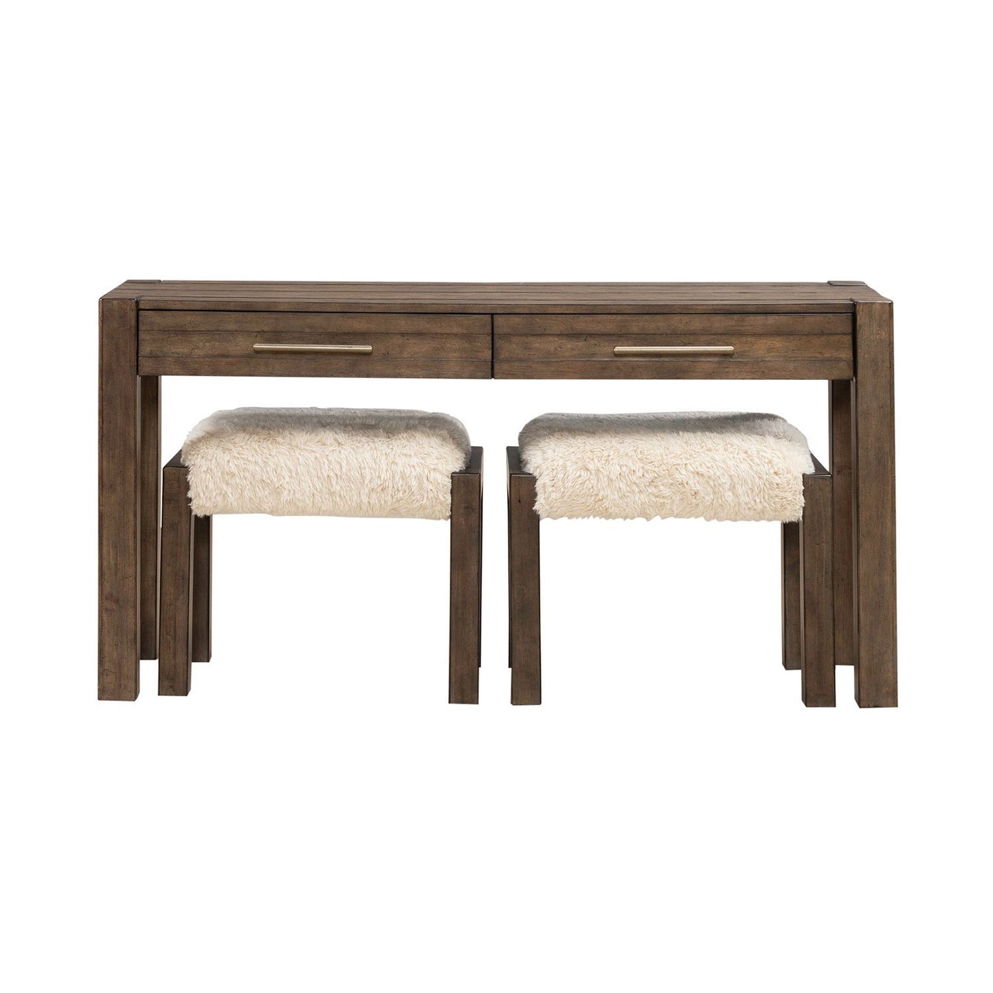Broadmore - 3 Piece Table Set (1 Console Table 2 Console Stools) - Brown