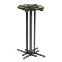 Glass Top Spot Table With Metal Base Pedestal - Gray