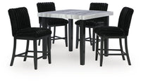 Mervannie - 5 Pc. - Counter Height Dining Table And 4 Barstools - Gray / Black