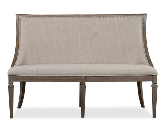 Lancaster - Bench With Upholstered Seat & Back - Dovetail Gray