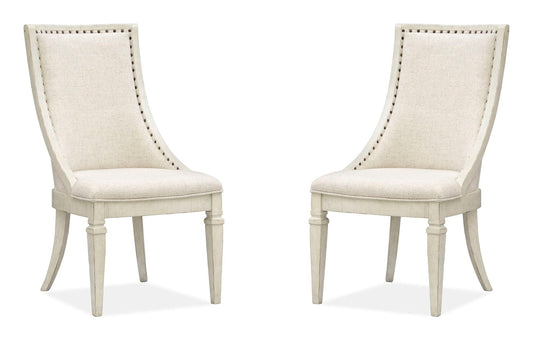 Newport - Dining Arm Chair With Upholstered Seat & Back (Set of 2) - Alabaster
