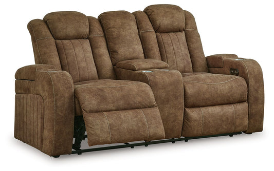 Wolfridge - Brindle - Power Reclining Loveseat With Console /Adj Hdrst