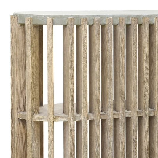 Pulaski Accents - Wood Slat Display Console with Concrete Top - Natural