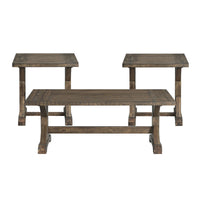 Finn - 3 Piece Accent Trestle Table Set (Coffee Table & Two End Tables) - Dark Walnut