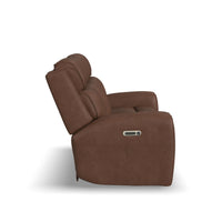 Warren - Power Reclining Sofa With Console, Power Headrest & Lumbar - Dark Brown