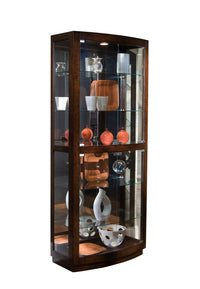 PFC Curios - Curved Front 5 Shelf Curio Cabinet - Mahogany Brown