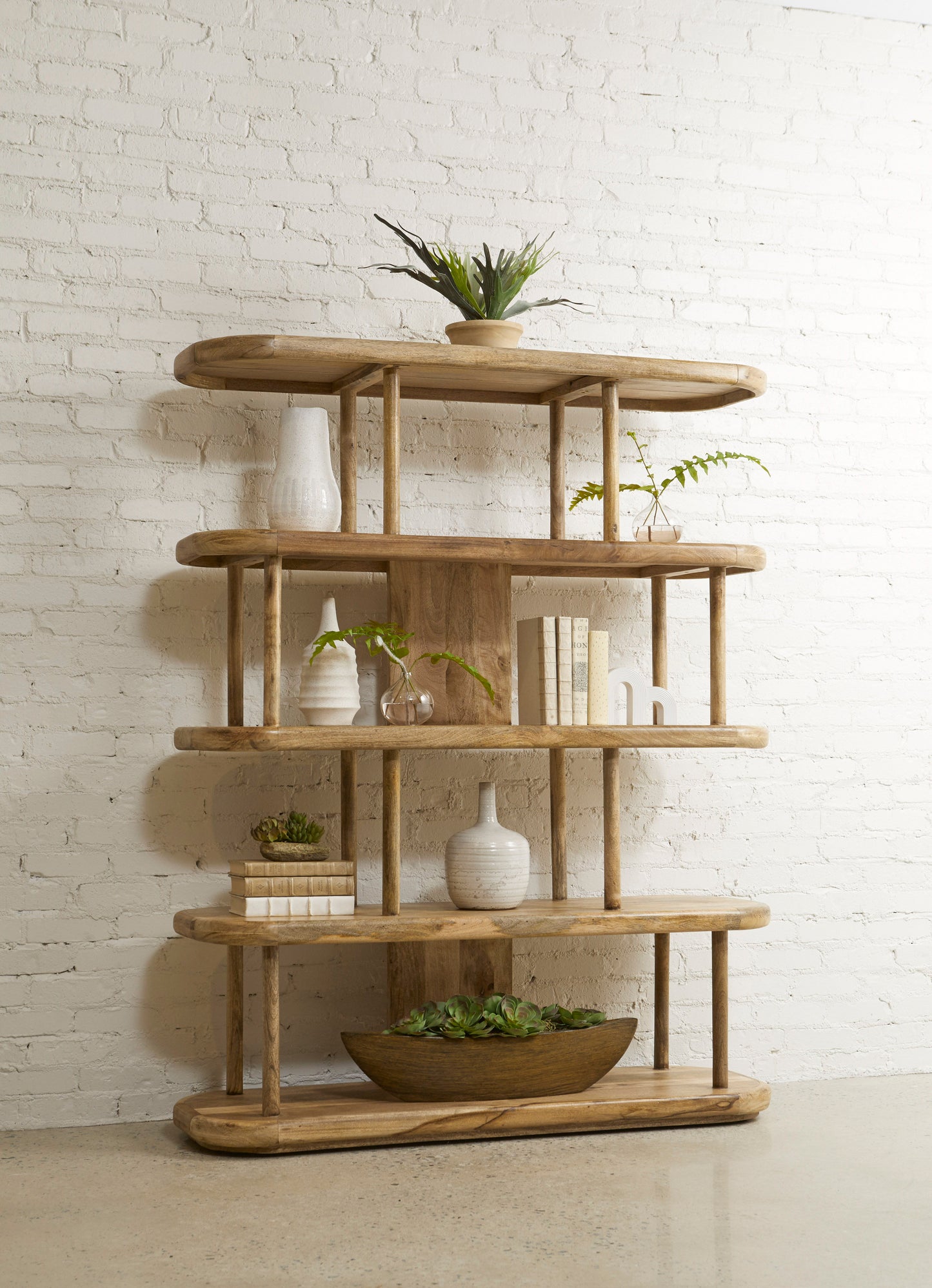 4-Shelf Open Display Bookcase - Natural