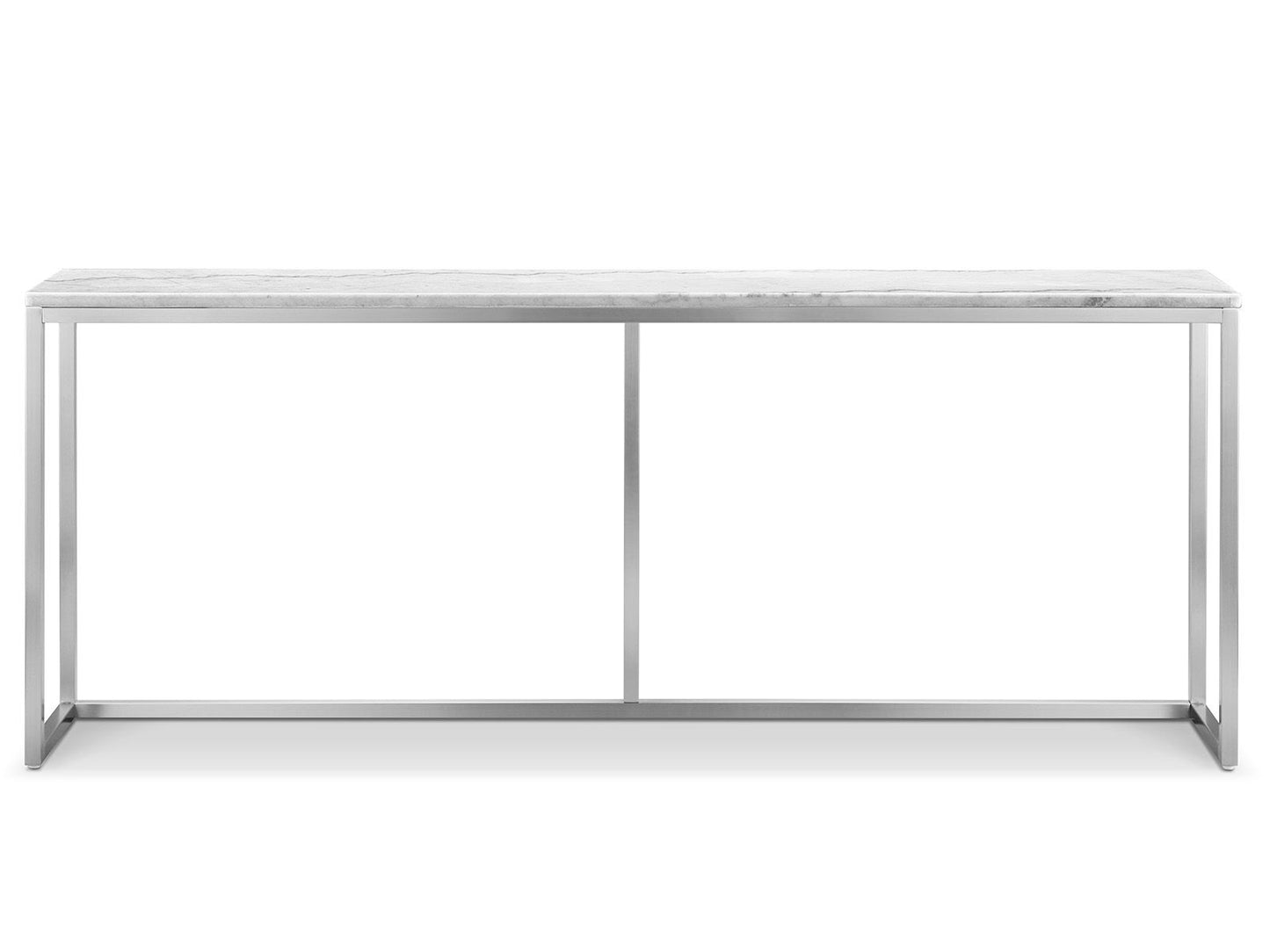 Esme - Rectangular Sofa Table - White Marble And Brushed Nickel