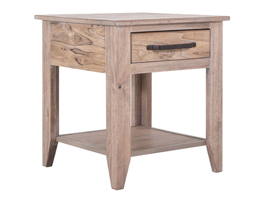 White Teak - End Table - Ivory White