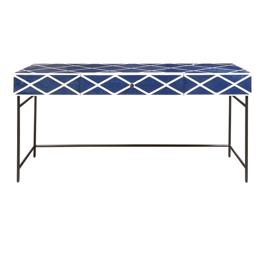 Writing Desk With Storage Drawer - Navy Blue - Multi