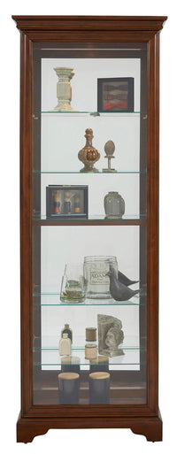 PFC Curios - Mirrored 5 Shelf Gallery Curio Cabinet - Oak Brown