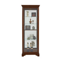 PFC Curios - Mirrored 5 Shelf Gallery Curio Cabinet - Oak Brown