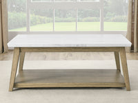 Vida - Marble Top Coffee Table With Casters - Brown