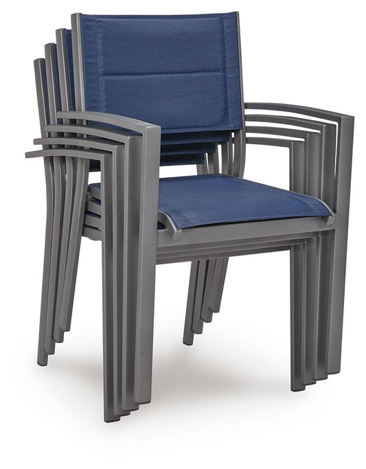 Rocky Creek - Sling Arm Chair (Set of 4) - Blue / Gray